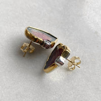 Blue/Pink Tourmaline Slice Earrings with Silver Spinel